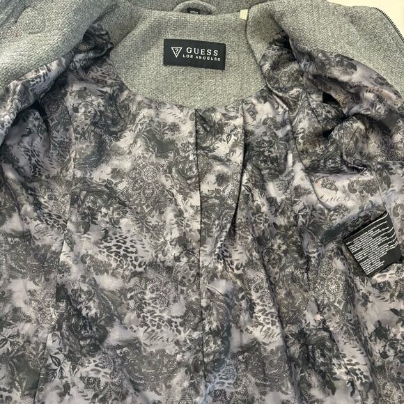 Guess Los Angeles Womens Small Gray Hooded Coat Toggle Closure Wool Blend Jacket - Picture 6 of 14